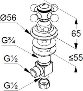 Боковой вентиль Kludi 1926 позолоченный 518184520